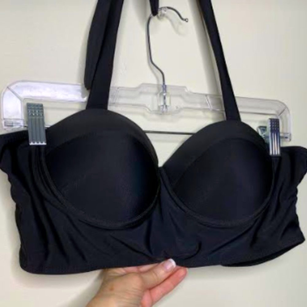 Black Bustier Halter Tie Bikini Top